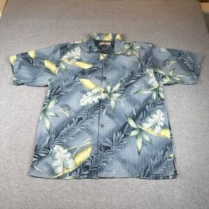Tommy‎ Bahama Hawaiian Aloha Shirt Mens M Blue Floral 100% Silk Button Up